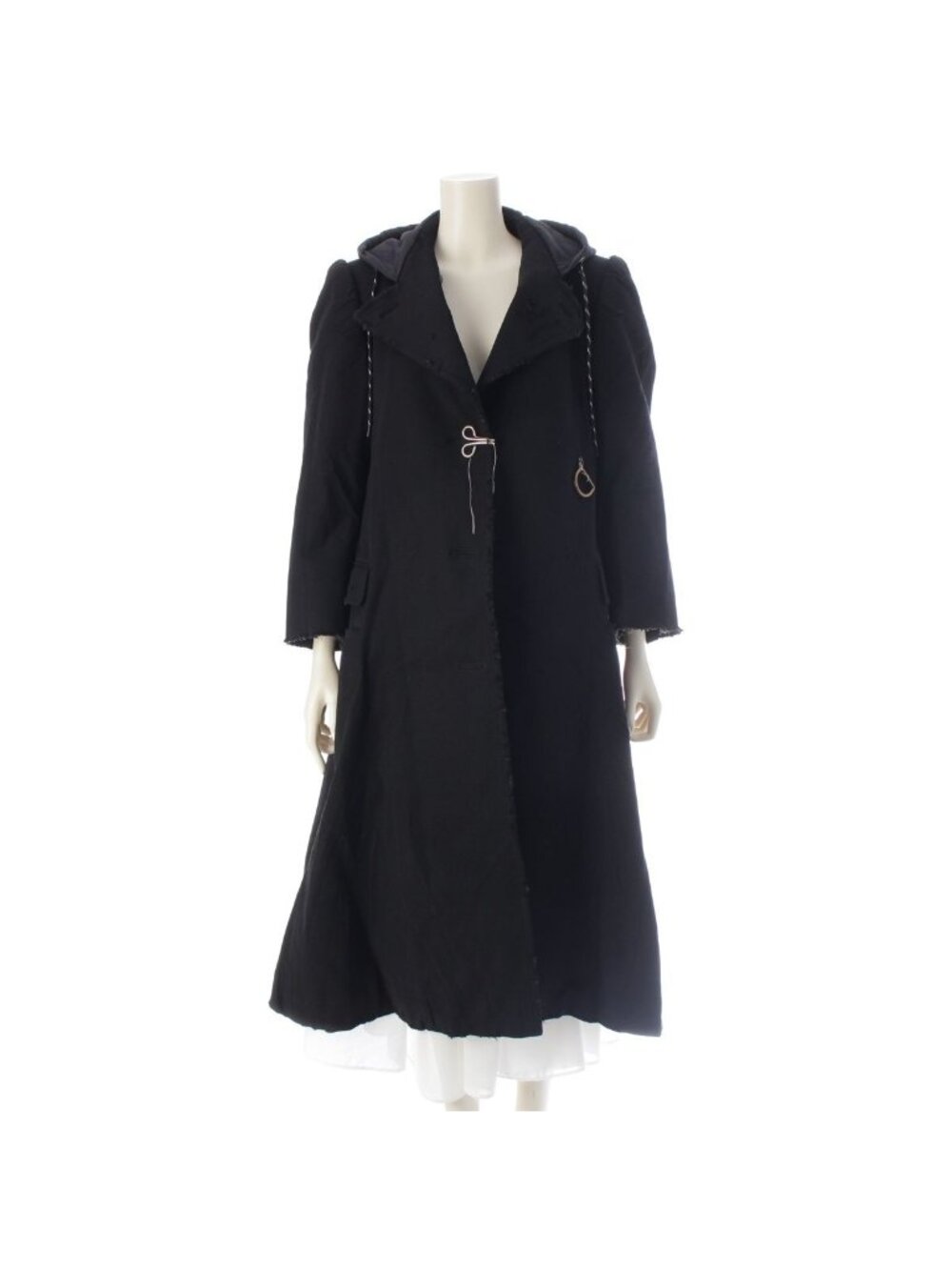 Balenciaga Nylon Cotton Rayon Distressed Coat Long Black Gray 36